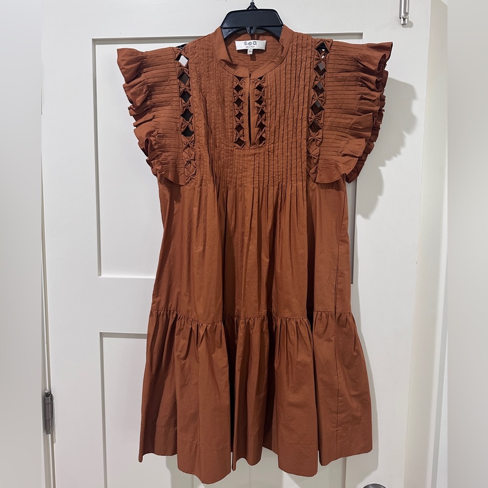 Sea New York Phoebe Cotton Flutter Sleeve Dress